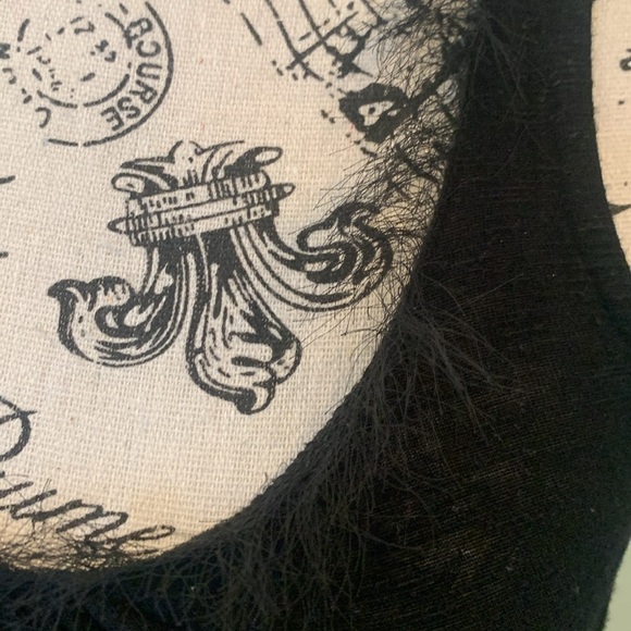 Olivia Moon Black Tank Sleeveless Top with Feathery Fringe Women’s Small Medium - Picture 3 of 6